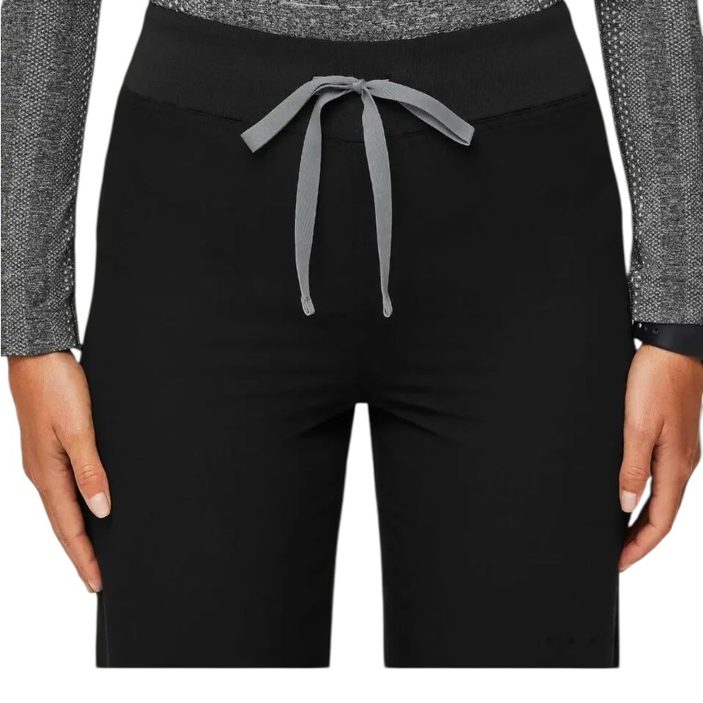 Figs Livingston Black Basic Scrub Straight Leg Pants Drawstring Waist Sz L - Picture 8 of 10